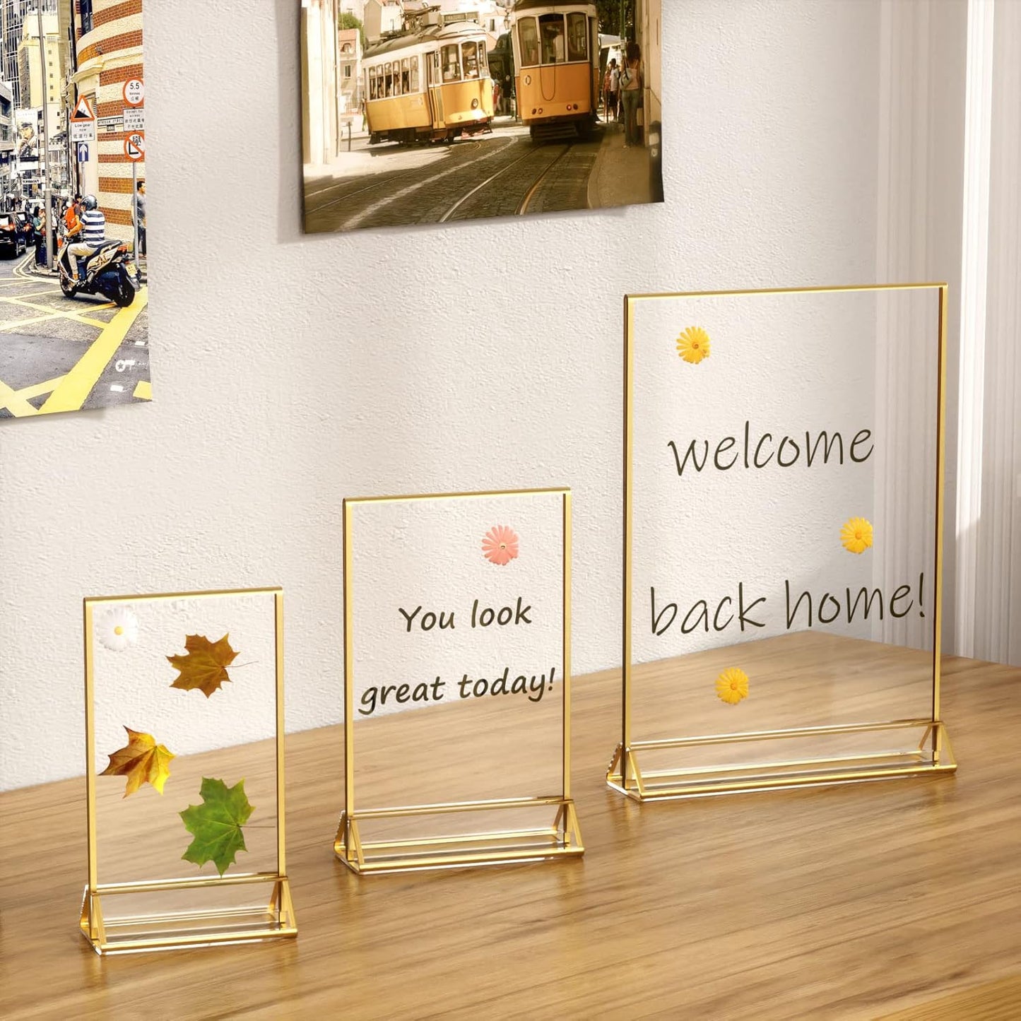 Gold Border Acrylic Table Number Holder - 6 Pack (5 X 7”)