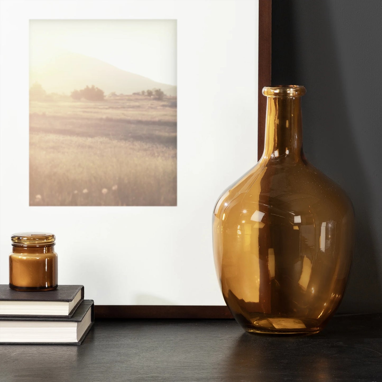 Amber Glass Vases - Set of 2