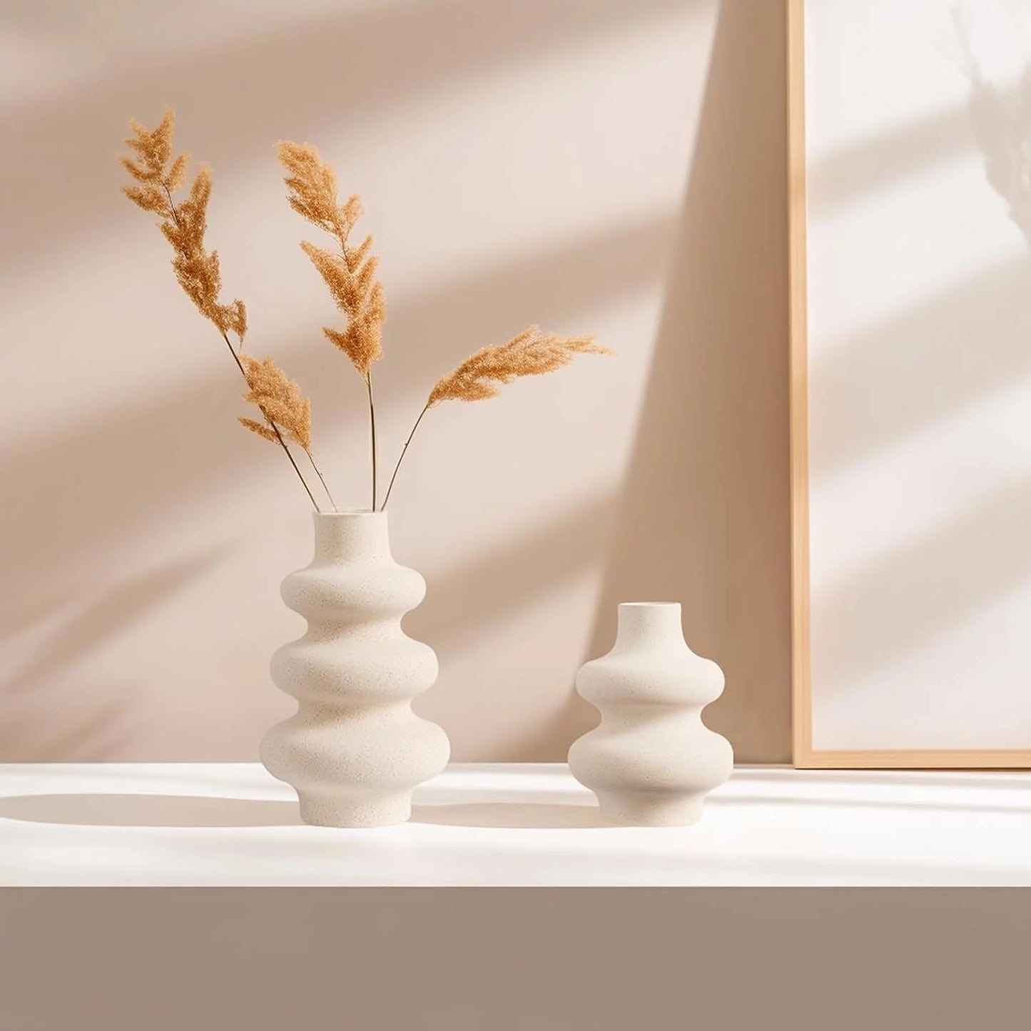 Modern Unique Matte Ceramic Vases - Set of 2