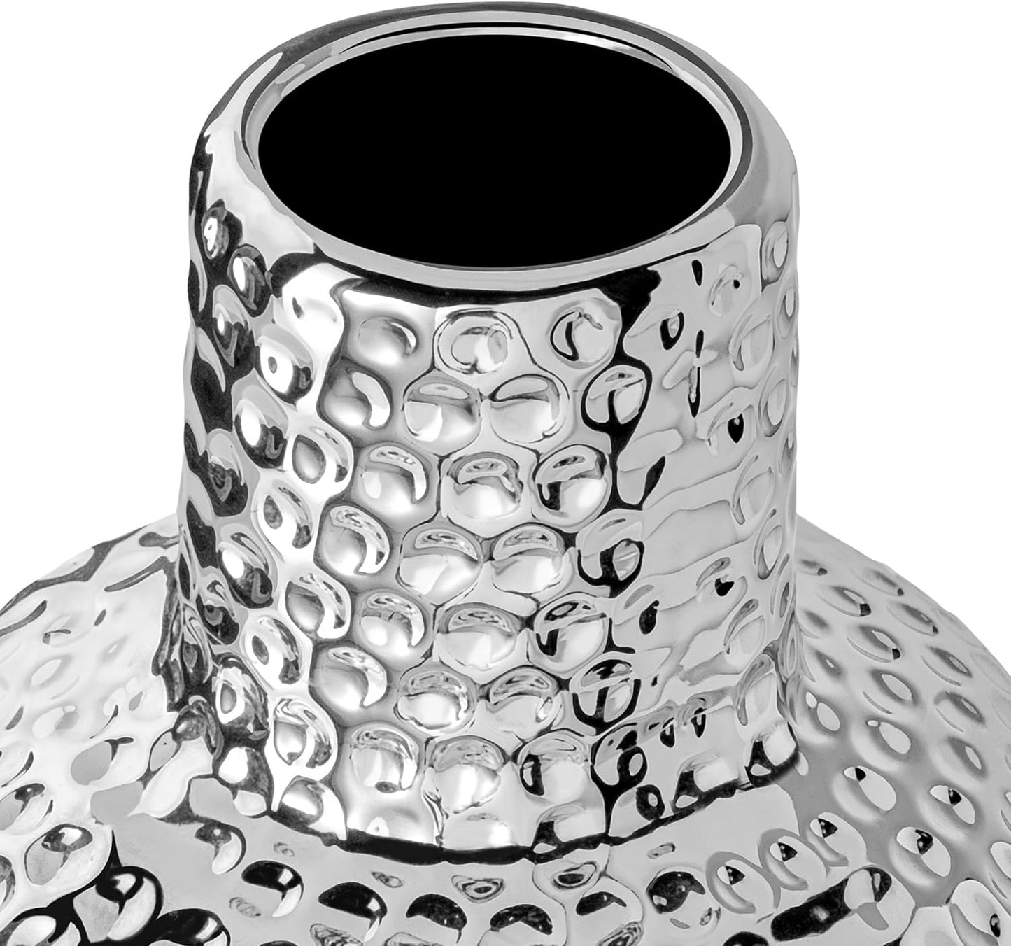 Contemporary Hammered Silver Ceramic Vase 19”