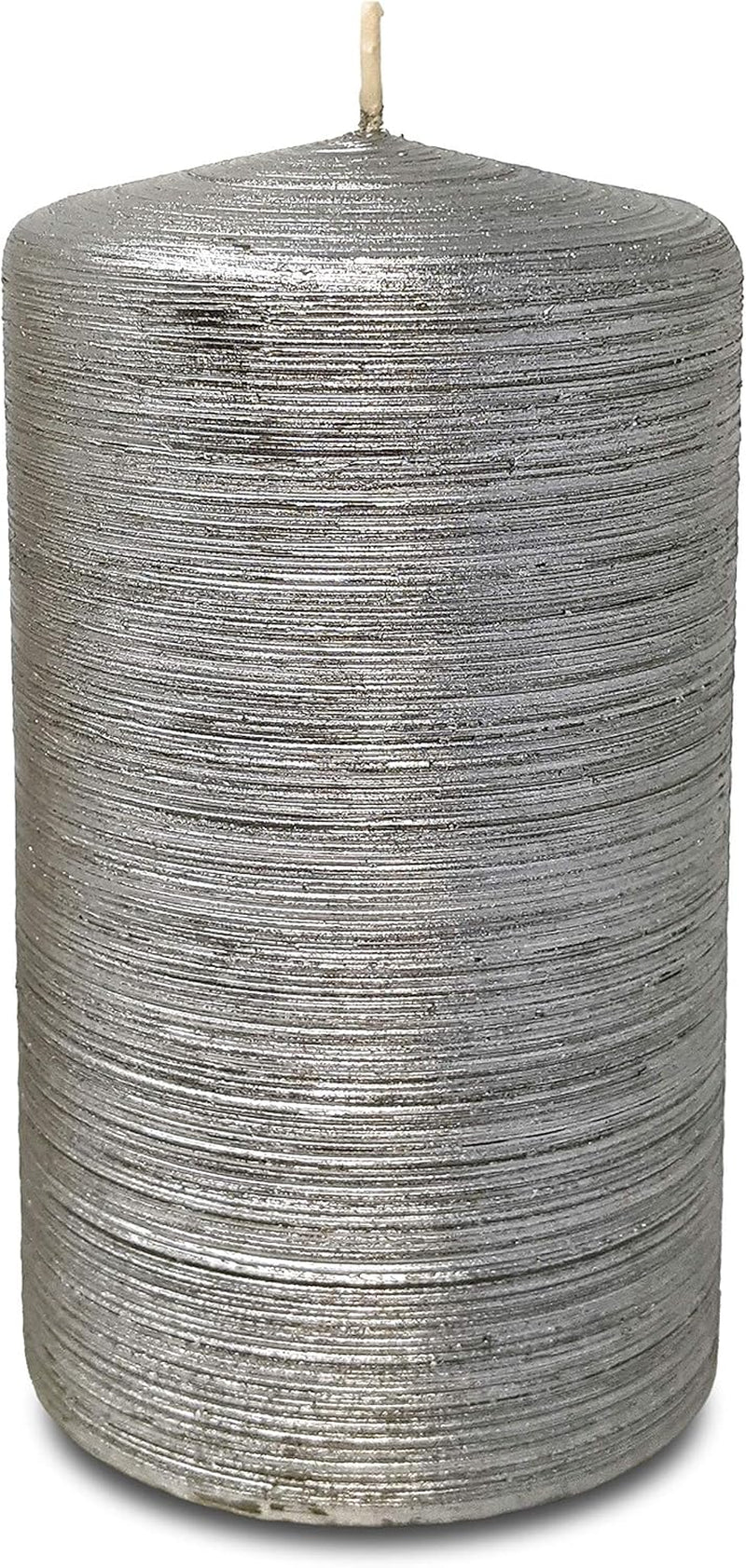 Glam Brushed Metallic Titan Silver Pillar Candles - 6 Pack