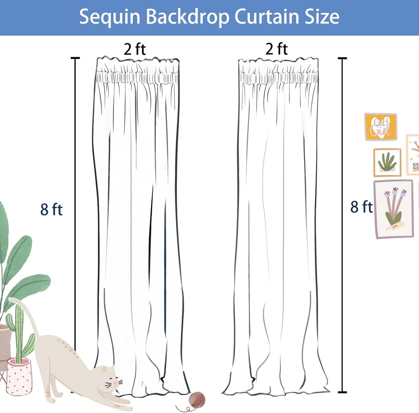 Pink Sequin Backdrop Curtains - 2 Panels
