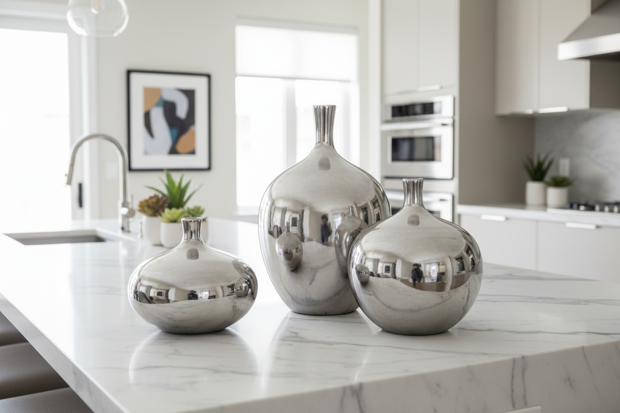 Glam Mirrored Ceramic Vases - Set of 3