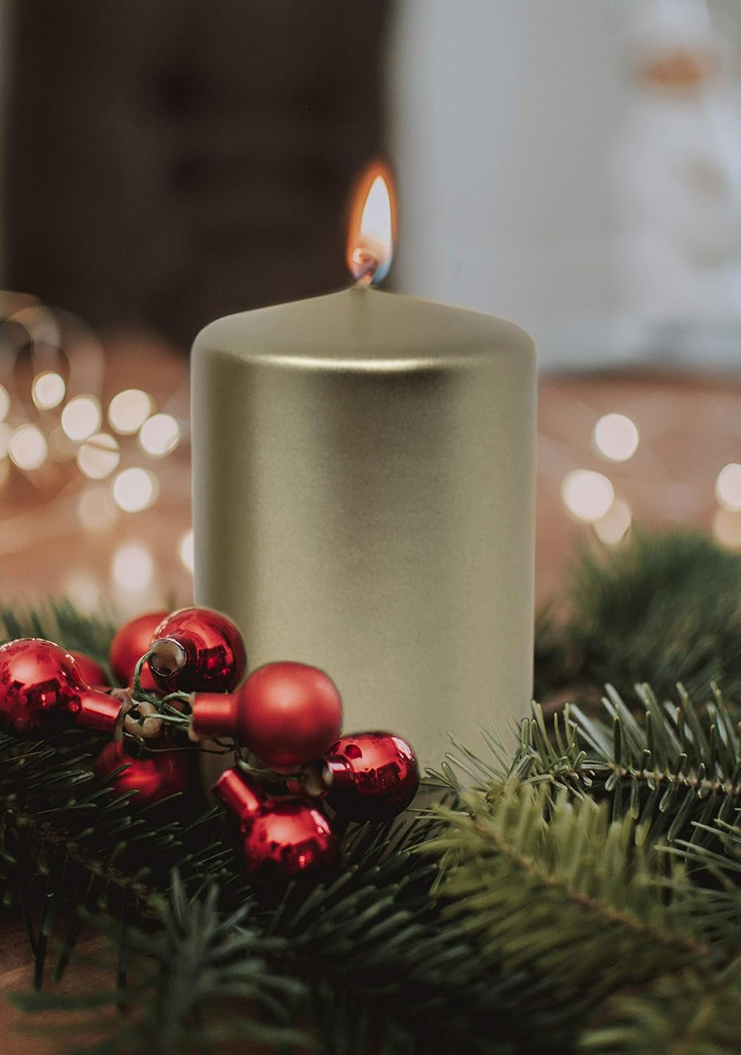 Glam Metallic Cream Gold Pillar Candles - 6 Pack