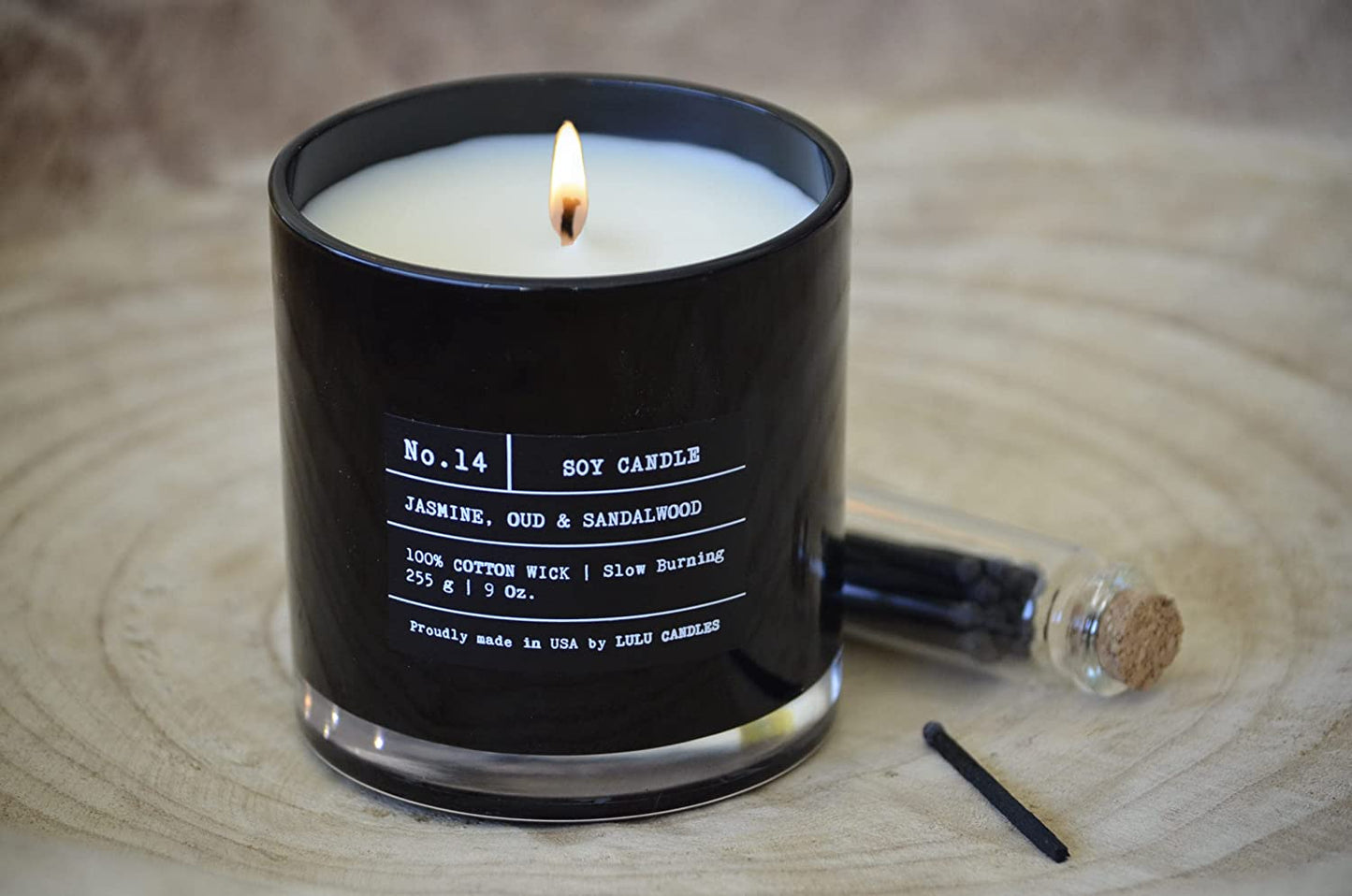 Luxury Jasmine Oud Sandalwood Scented Vegan Soy Candle