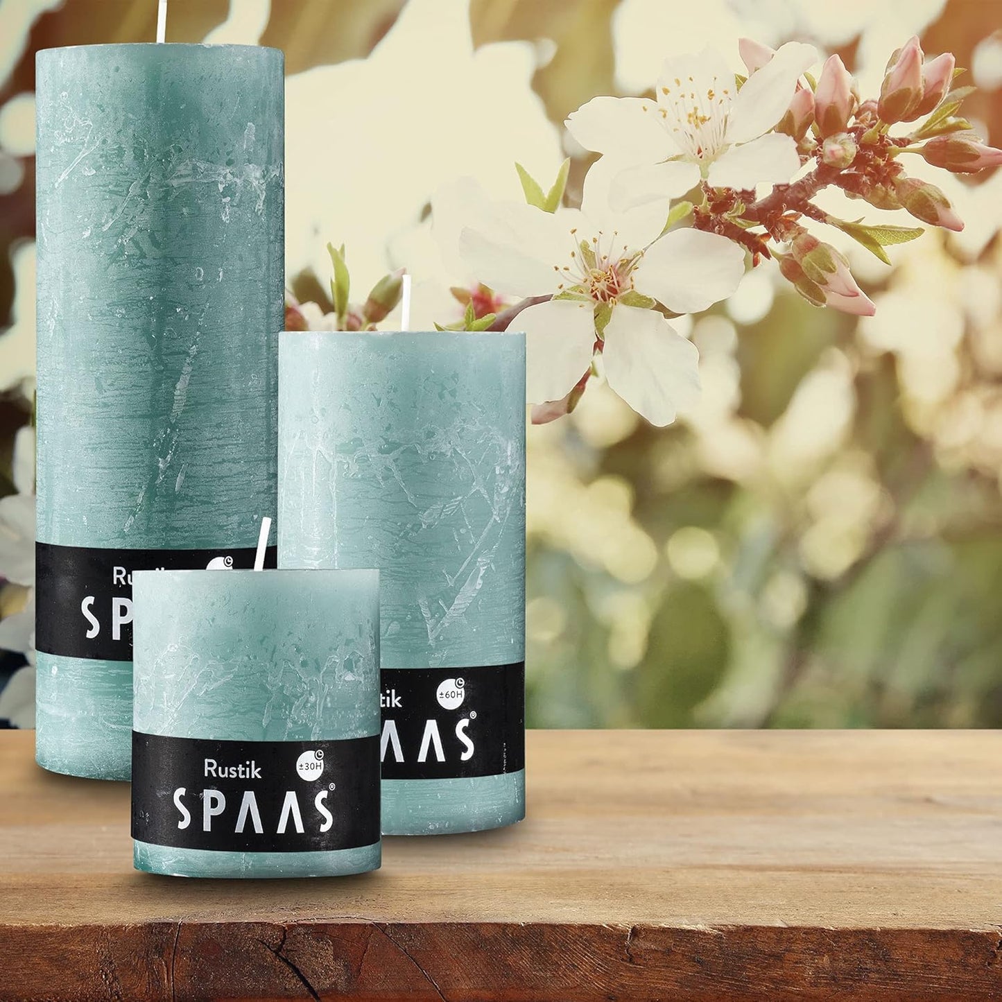 Rustic Green Pillar Candles - Set of 4
