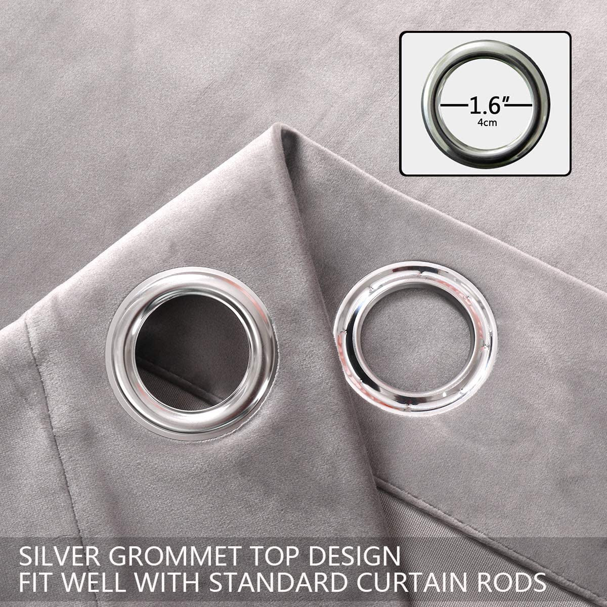 Grey Velvet Curtains 120 Inches Long Sliding Door Curtains for Living Room Ivory Velvet Curtains Grommet Heavy Velvet Drapes Thermal Insulated Curtains for Bedroom Set of 1 Panel