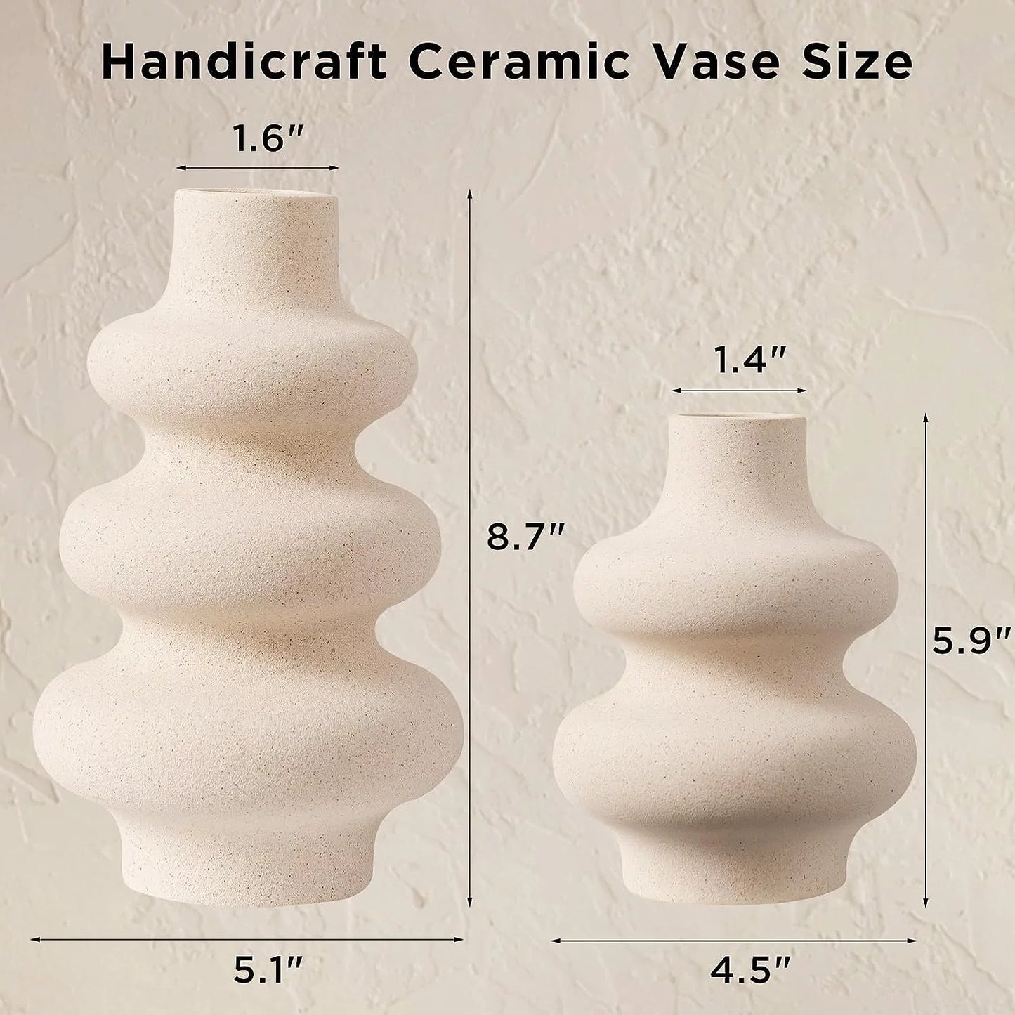 Modern Unique Matte Ceramic Vases - Set of 2 