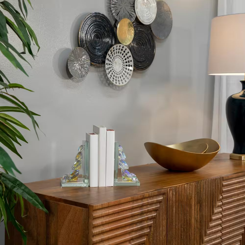 Crystal Diamond Glass Bookends - Set of 2