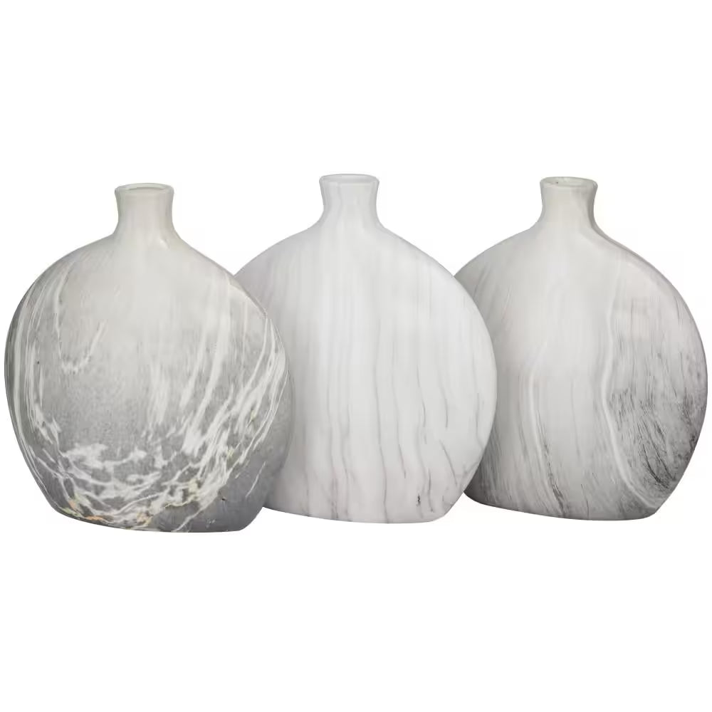 Luxury Black Faux Marble Ceramic Decorative Vase - Set of 3