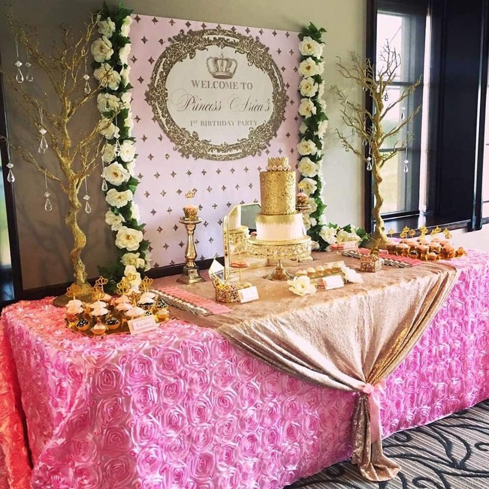 Satin Pink Rosette Tablecloth - Qty 1 (50X80 Inches)