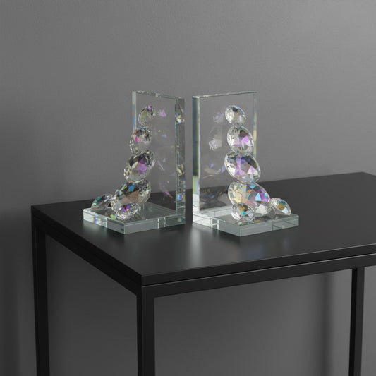 Crystal Diamond Glass Bookends - Set of 2