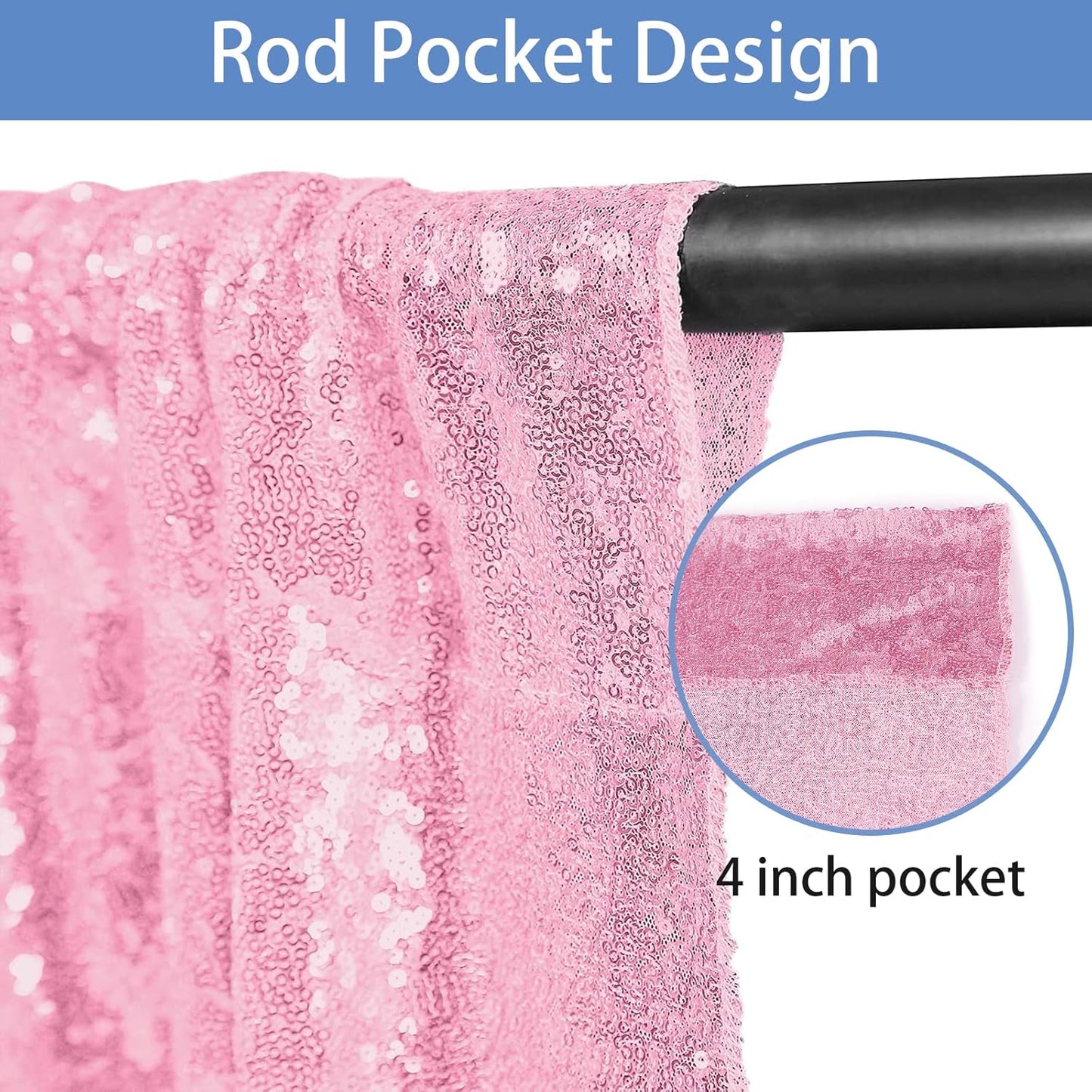 Pink Sequin Backdrop Curtains - 2 Panels