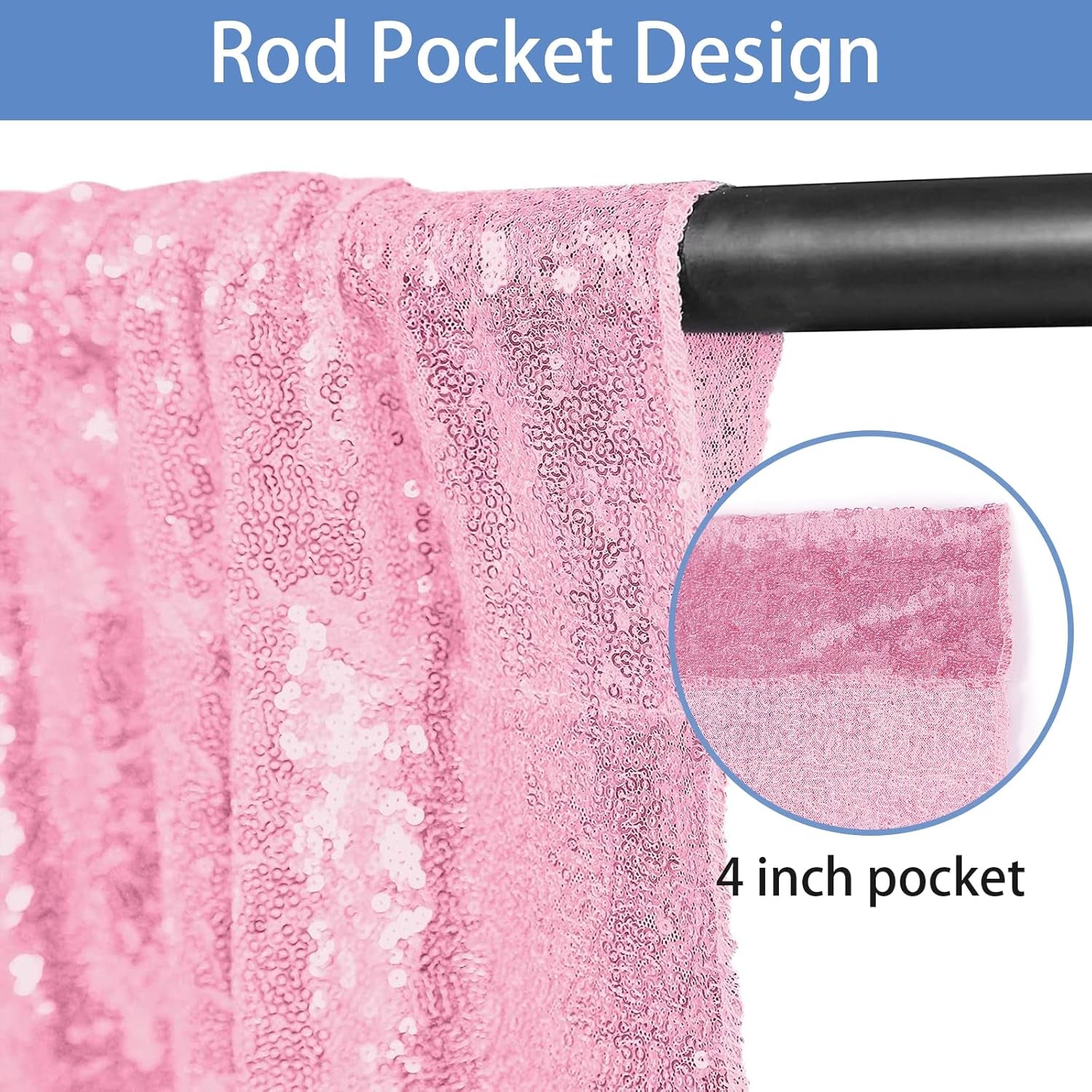 Pink Sequin Backdrop Curtains - 2 Panels