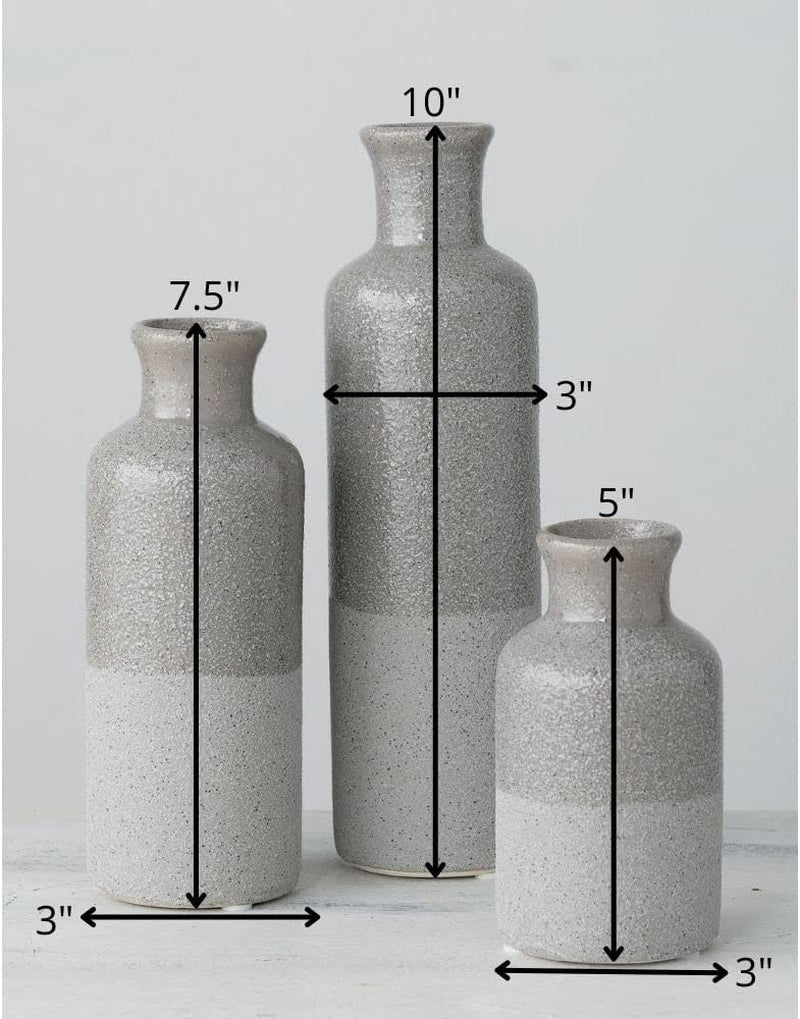 Modern Grey Ceramic Vases - Set of 3