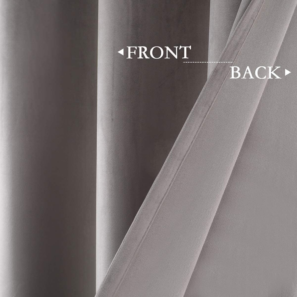 Grey Velvet Curtains 120 Inches Long Sliding Door Curtains for Living Room Ivory Velvet Curtains Grommet Heavy Velvet Drapes Thermal Insulated Curtains for Bedroom Set of 1 Panel