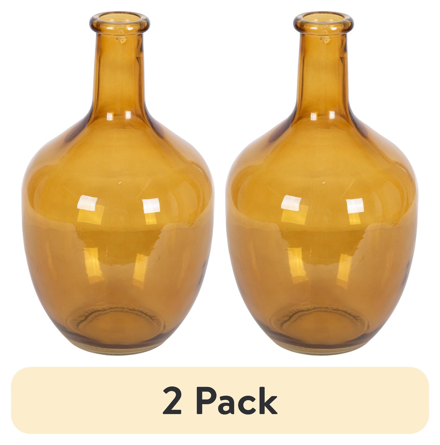 Amber Glass Vases - Set of 2