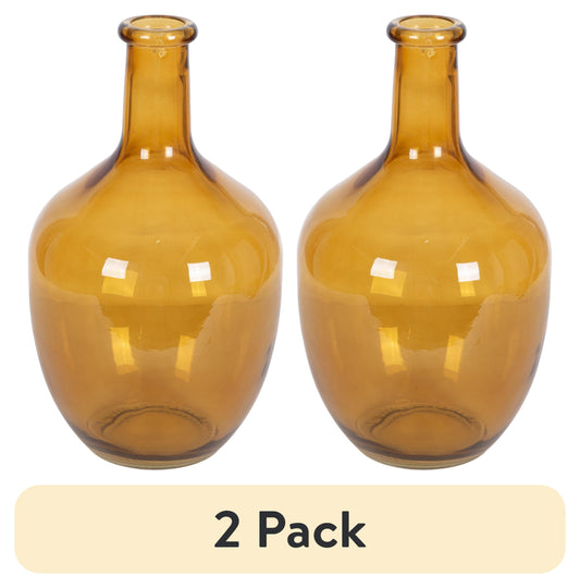 Amber Glass Vases - Set of 2
