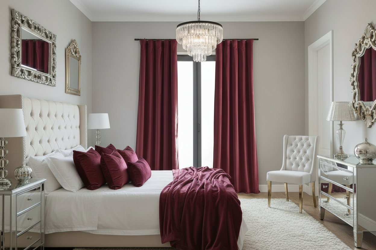 Velvet Burgundy Blackout Curtain - 1 Panel (50”W X 108”L)