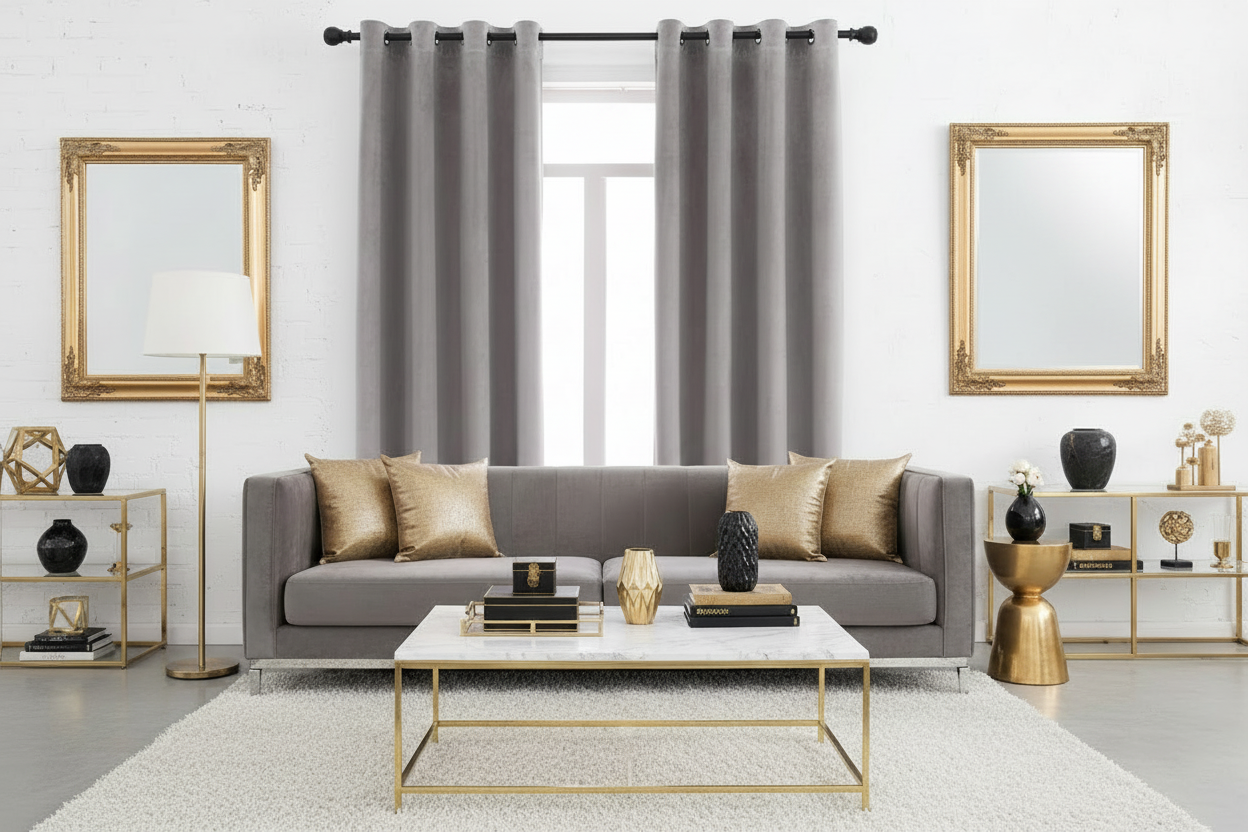 Velvet Grey Curtain - 1 Panel (52”W X 120”L)