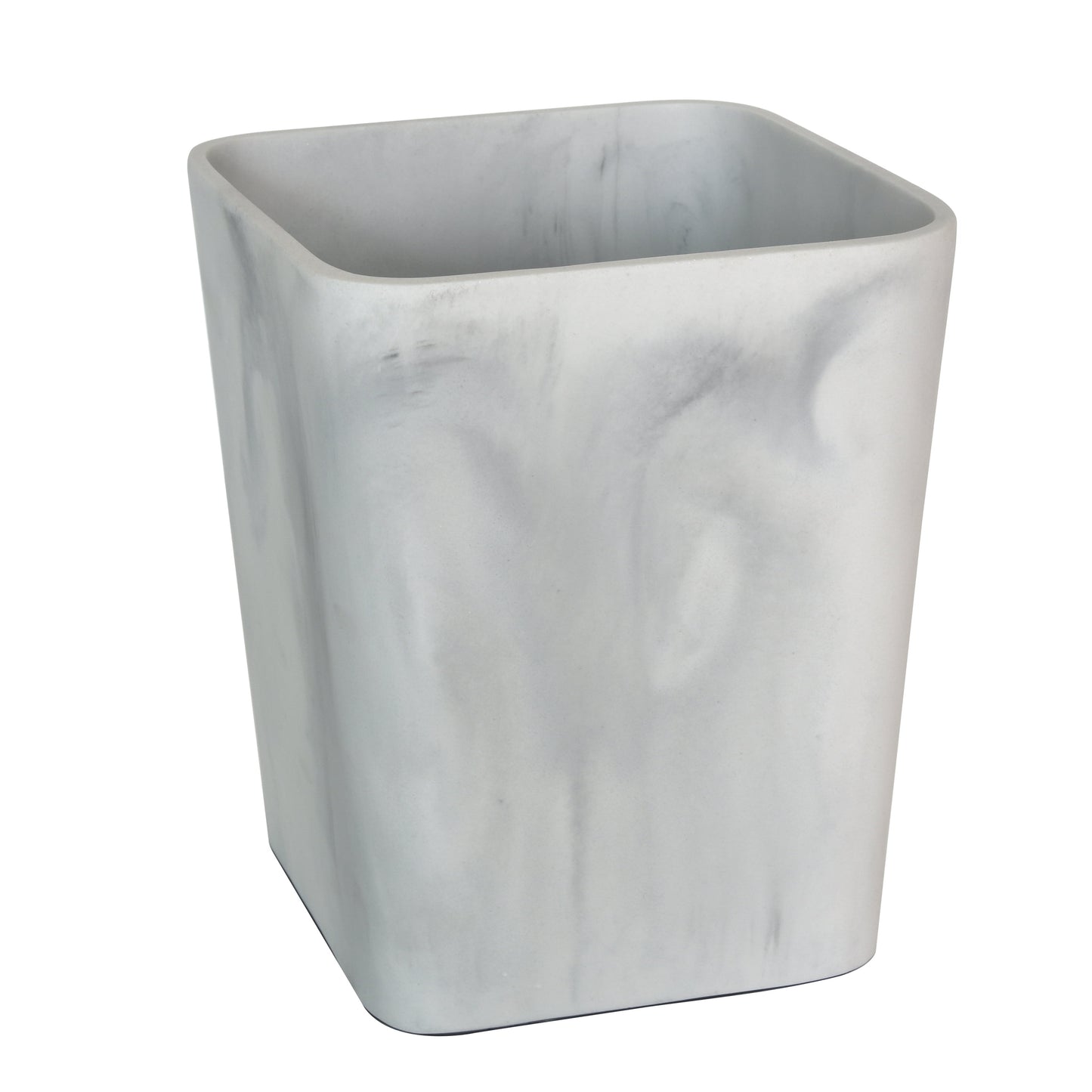 Faux Marble Wastebasket, White