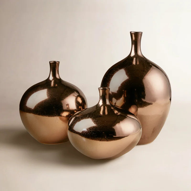 Glam  Mirrored Ceramic Vases - Set of 3