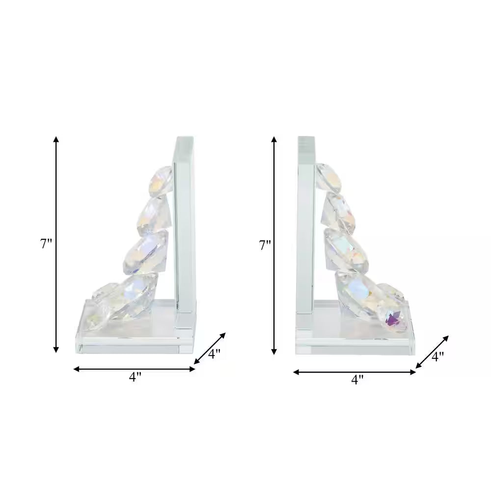 Crystal Diamond Glass Bookends - Set of 2