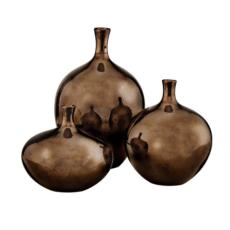 Glam  Mirrored Ceramic Vases - Set of 3