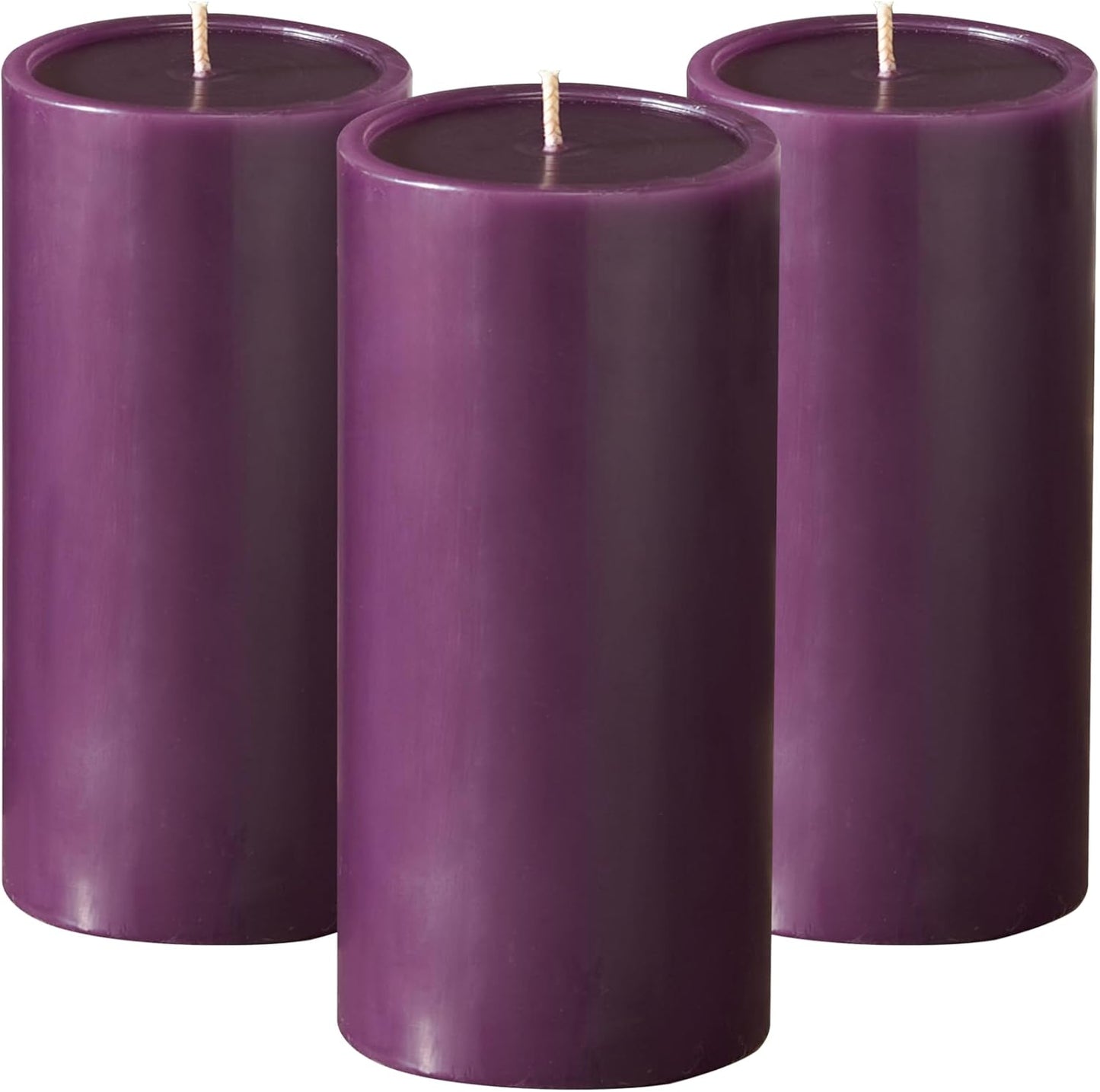 Luxury Smooth Purple Pillar Candles  - Set of 3