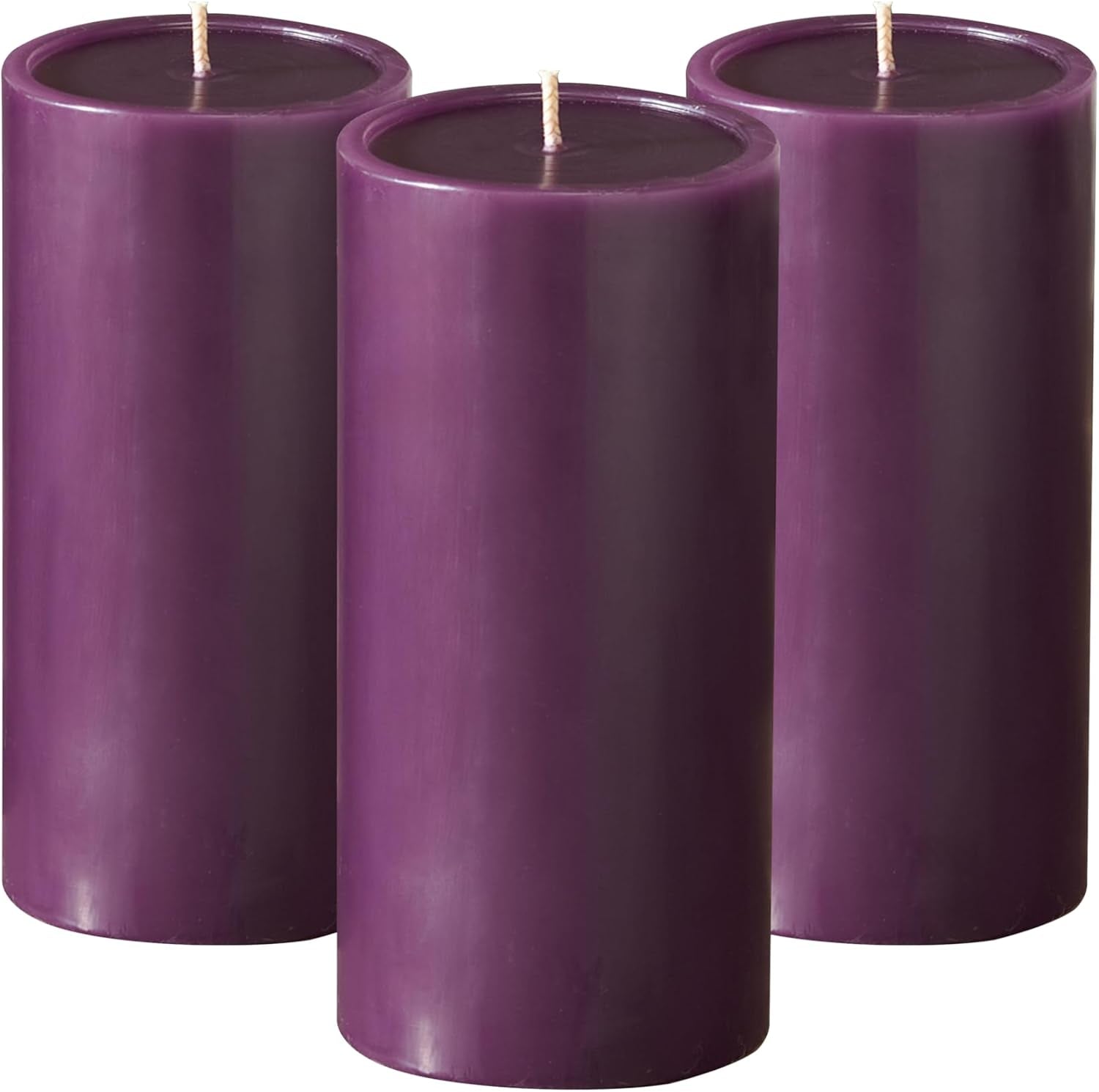 Luxury Smooth Purple Pillar Candles  - Set of 3