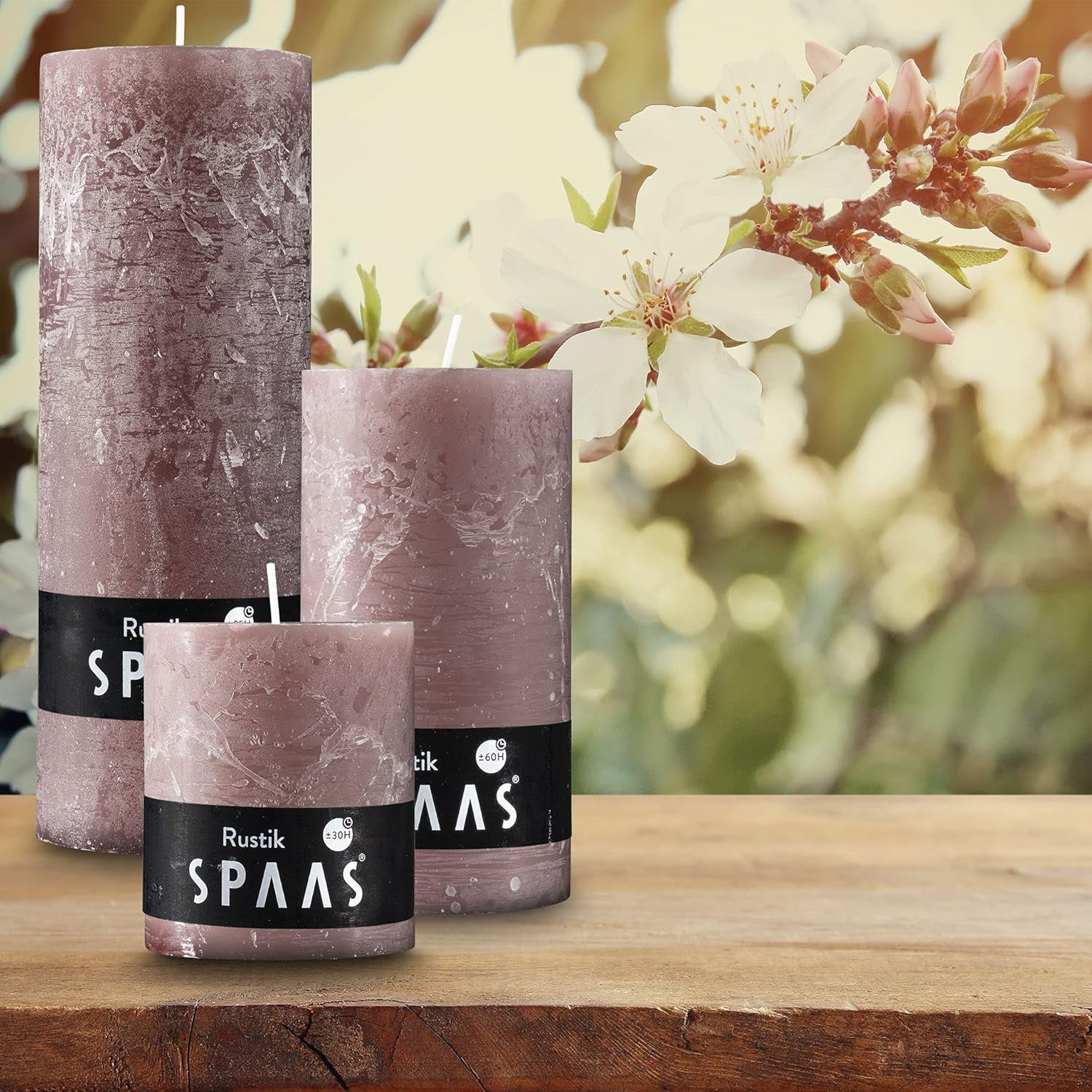  Rustic Taupe Pillar Candles - Set of 4 