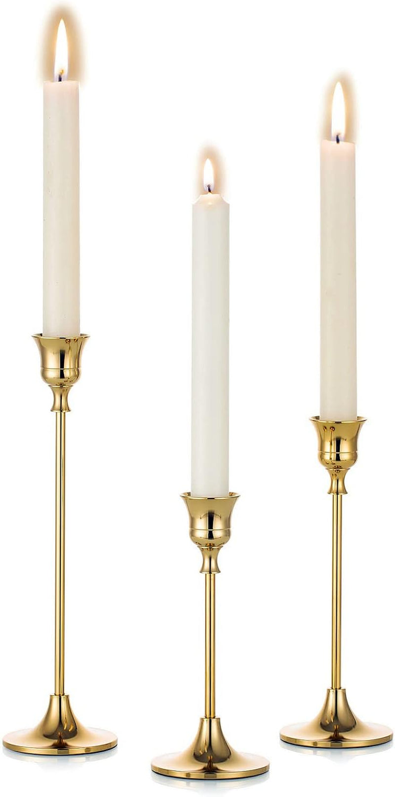 Candlestick Holder Gold Set of 3: Decorative Candle Holders for Taper Candle for Home Wedding Decor