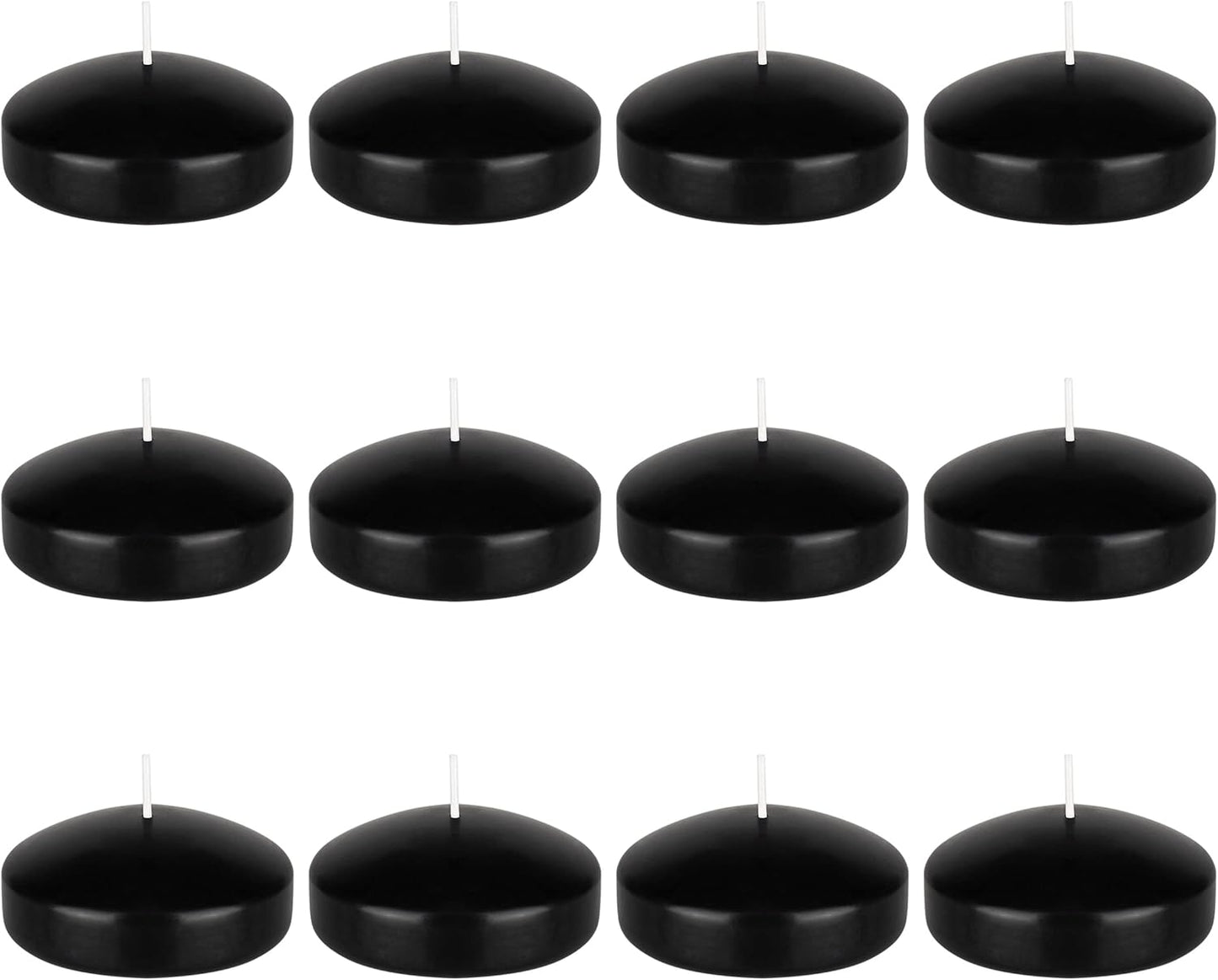 12 Pcs Unscented Black Floating Candles, Hand Poured Wax Candle 3 Inch Diameter, Home Décor, Wedding Receptions, Baby Showers, Birthdays, Centerpieces, Celebrations, Meditations, Spas