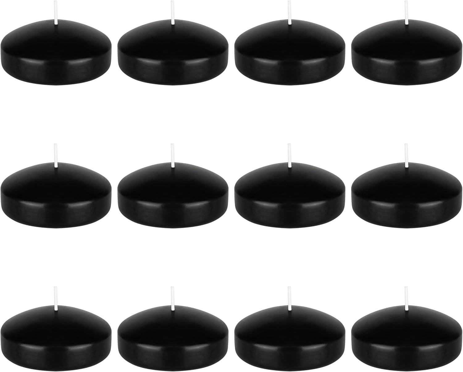 12 Pcs Unscented Black Floating Candles, Hand Poured Wax Candle 3 Inch Diameter, Home Décor, Wedding Receptions, Baby Showers, Birthdays, Centerpieces, Celebrations, Meditations, Spas