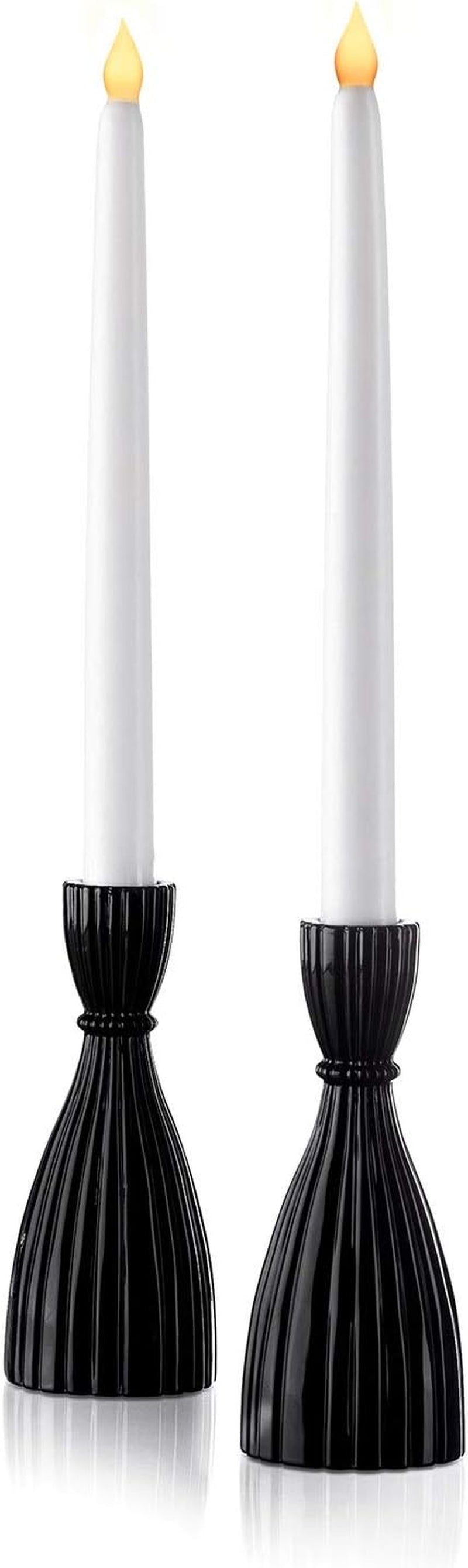 Modern Black Tapered Candlestick Holder - Set of 2