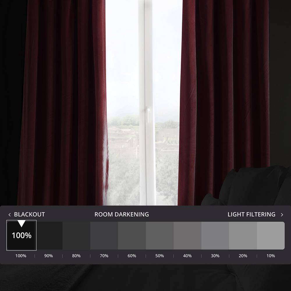 Burgundy Velvet Rod Pocket Blackout Curtain - 50 In. W X 108 In. L (1 Panel)
