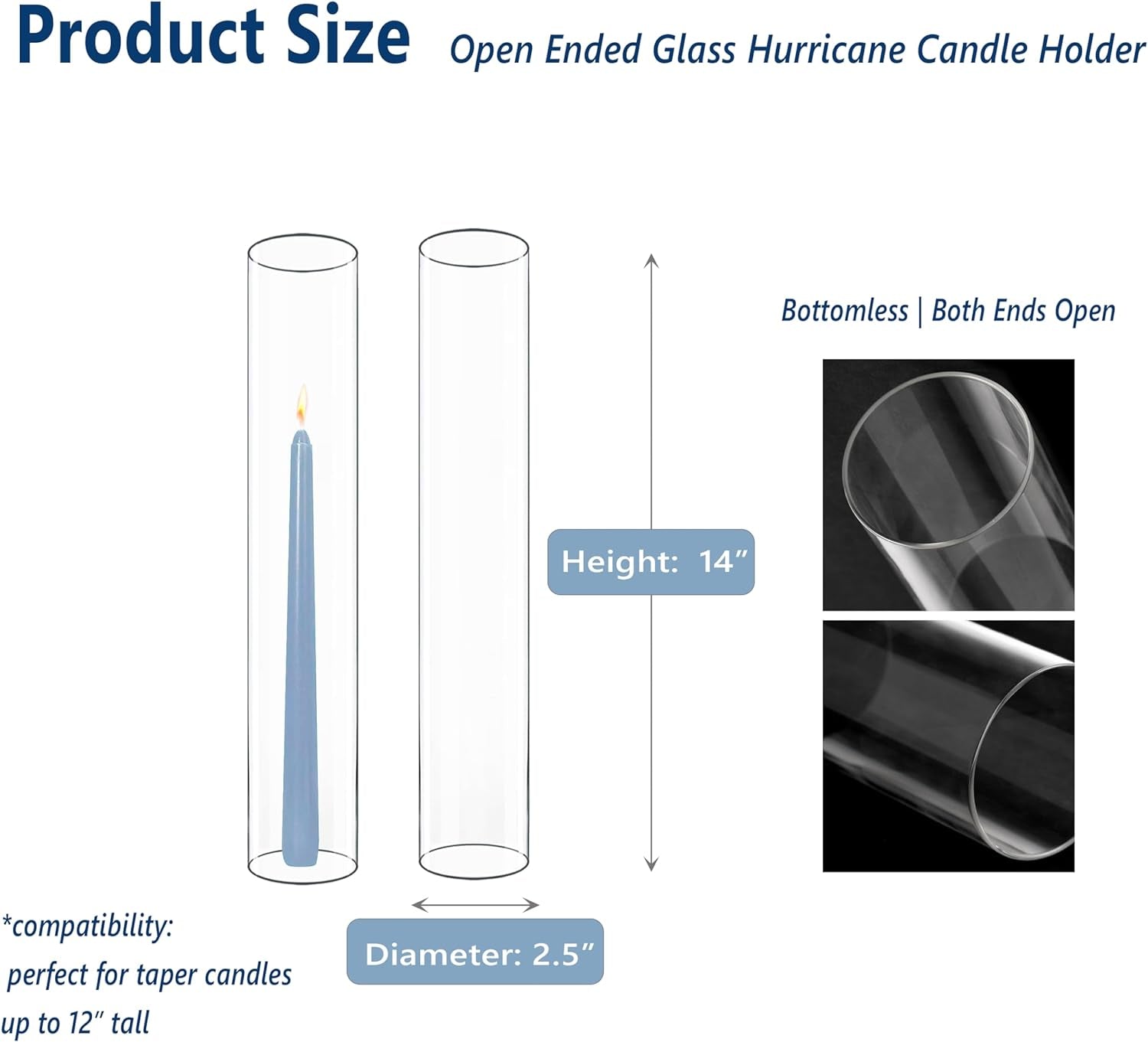 Luxury Glass Hurricane Candleholders - Set of 6