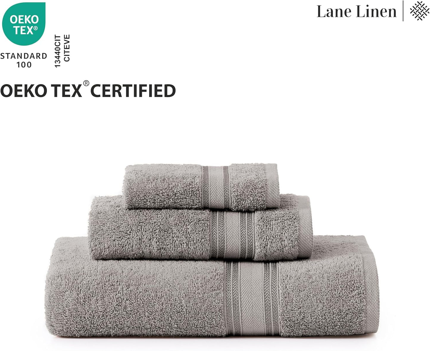 Bath Towels for Bathroom Set- 100% Cotton Towel Set, Soft Bath Set- 6 Bathroom Towels, 6 Hand Towels, 6 Wash Cloths, Quick Dry, Highly Absorbent Shower Towels - 18 Piece Set Grey