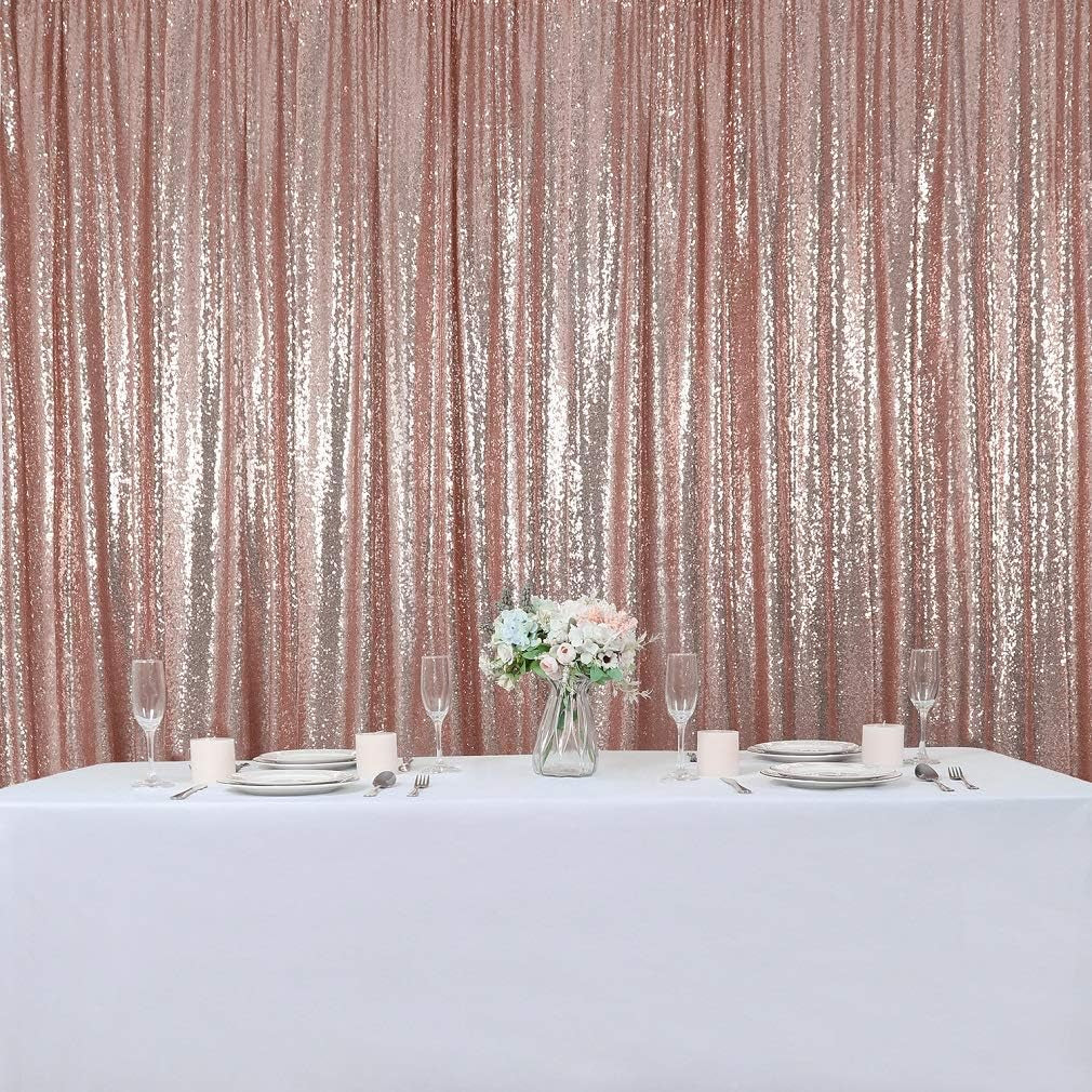 Rose Gold Sequin Backdrop Curtains - 4 Panels