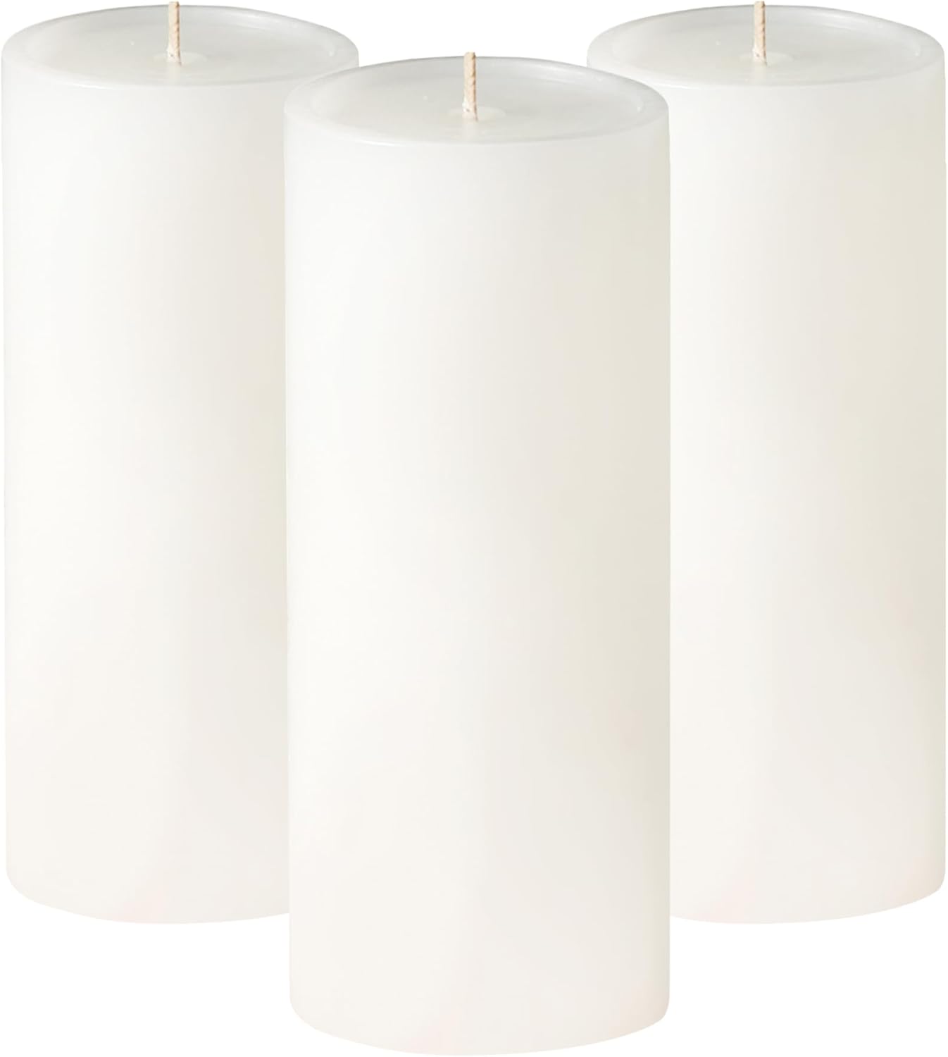 Luxury Smooth White Pillar Candles - Set of 3