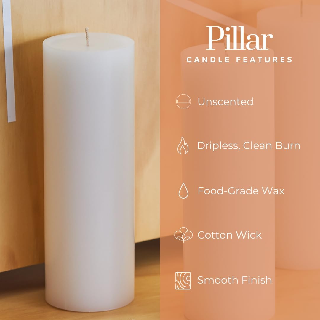 Luxury Smooth White Pillar Candles - Set of 3