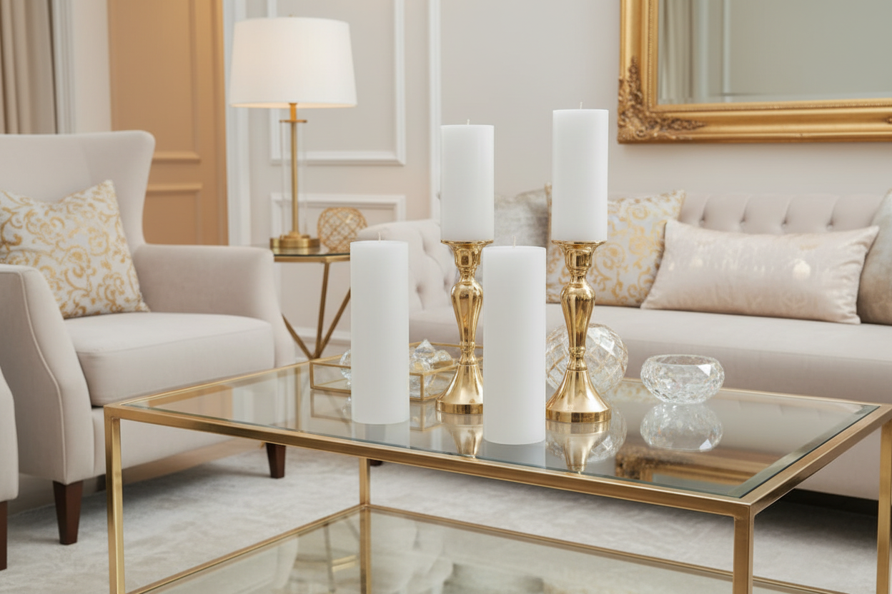 Luxury Smooth White Pillar Candles - Set of 3