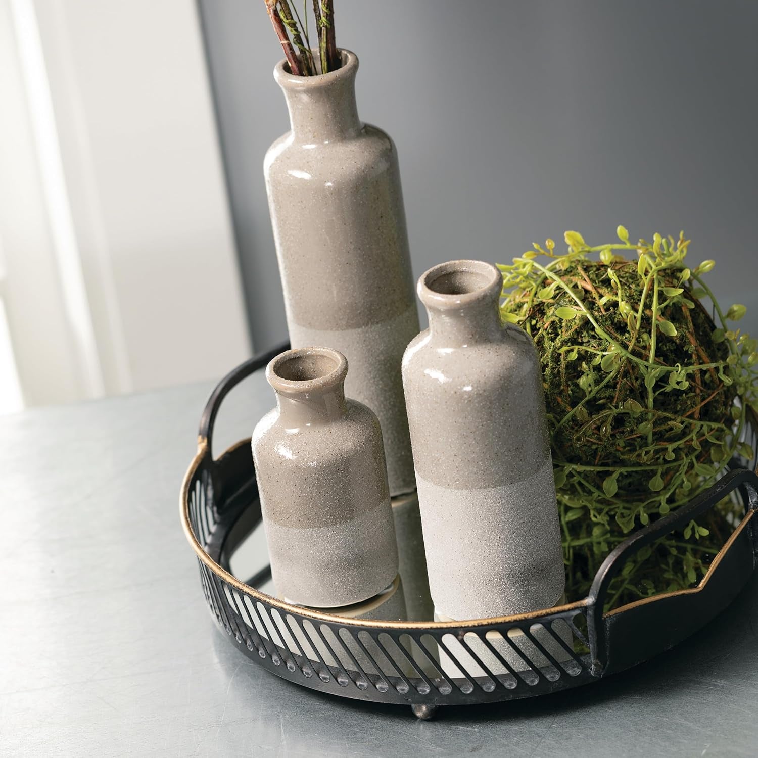 Modern Grey Ceramic Vases - Set of 3