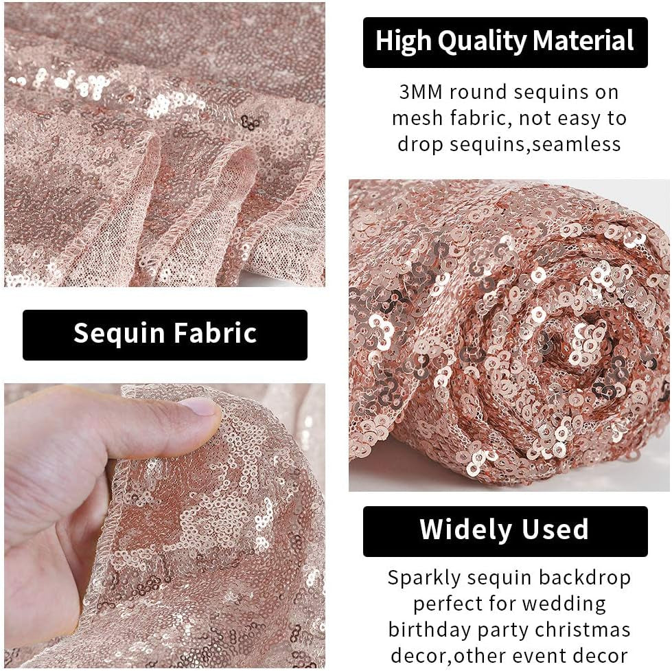 Rose Gold Sequin Backdrop Curtains - 4 Panels