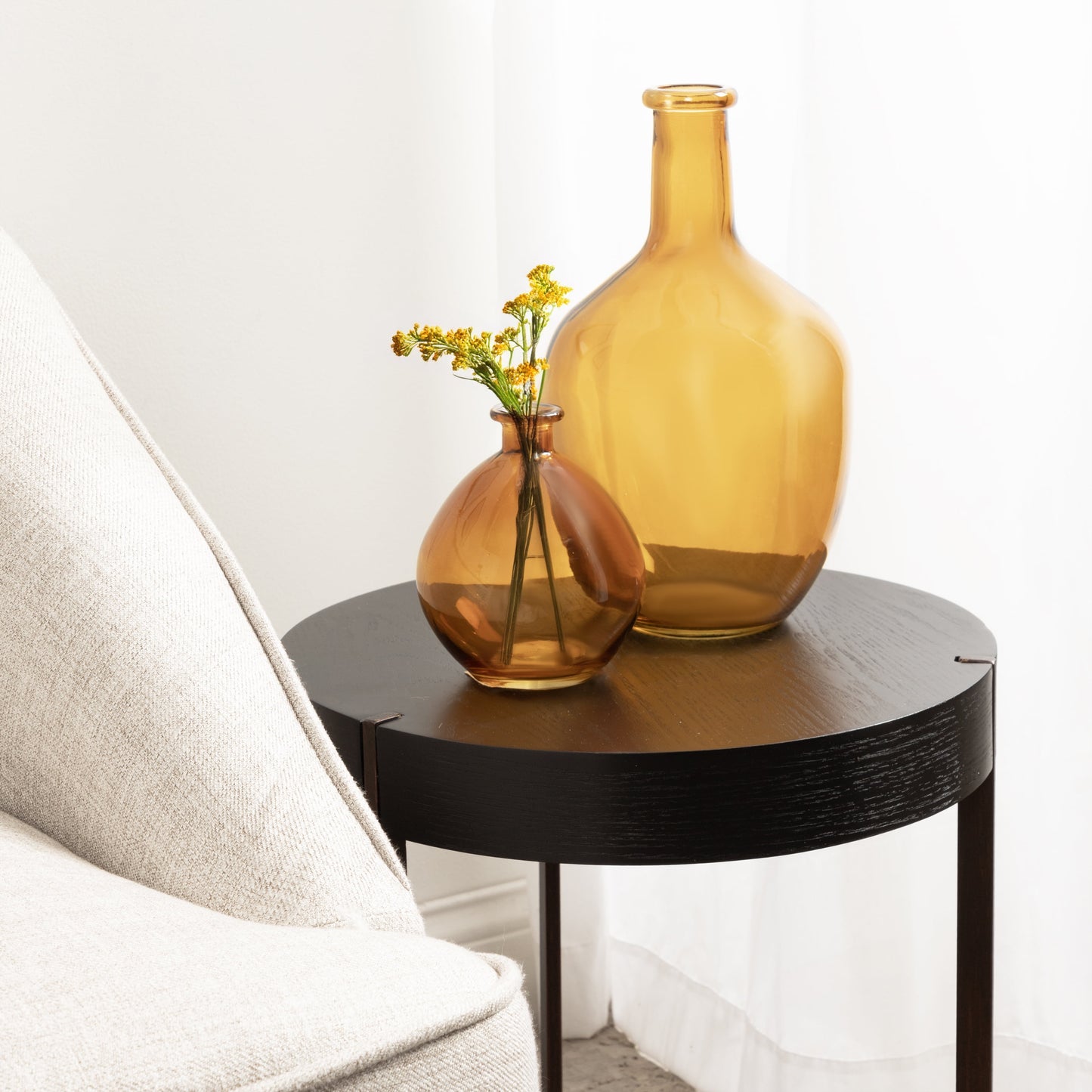 Amber Glass Vases - Set of 2