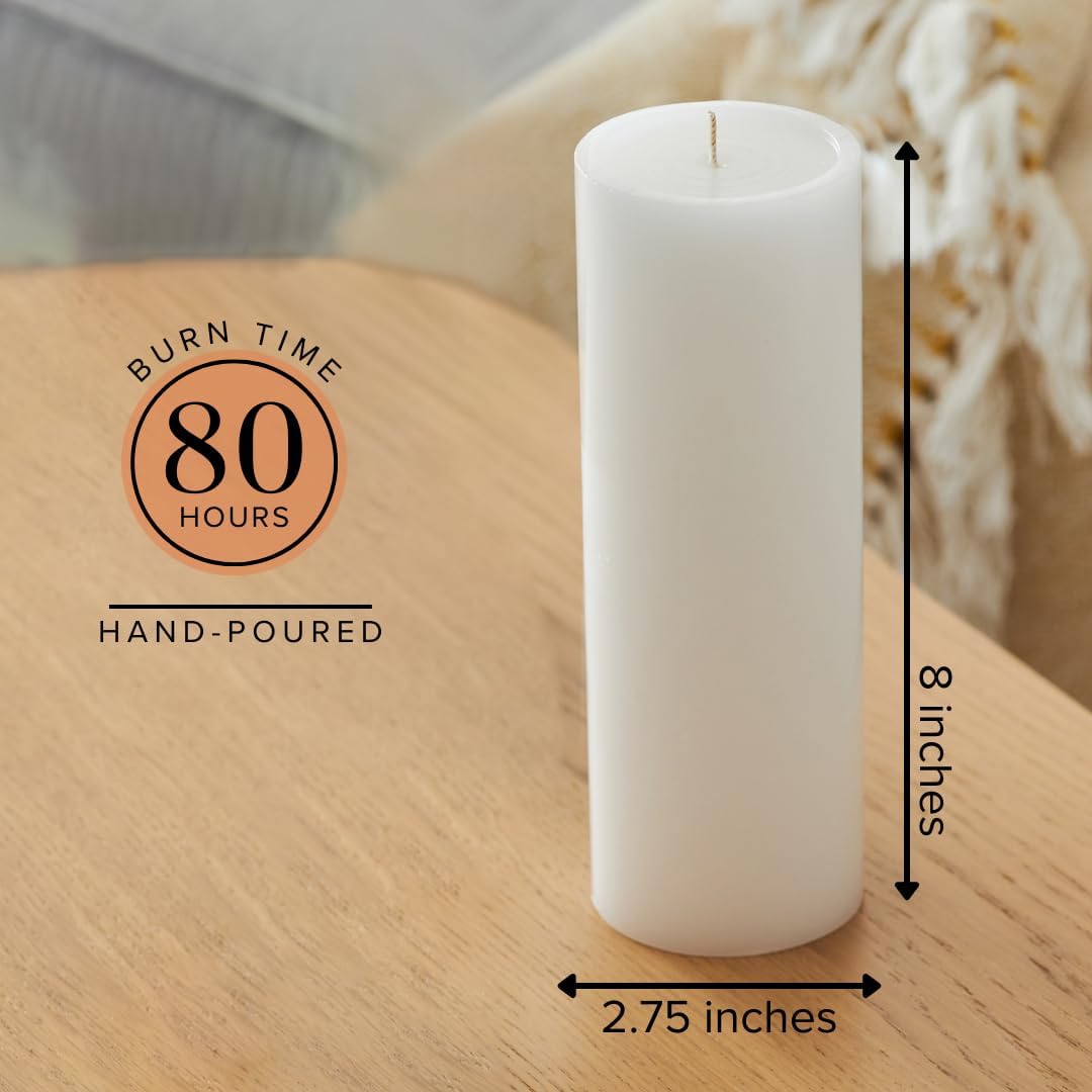 Luxury Smooth White Pillar Candles - Set of 3