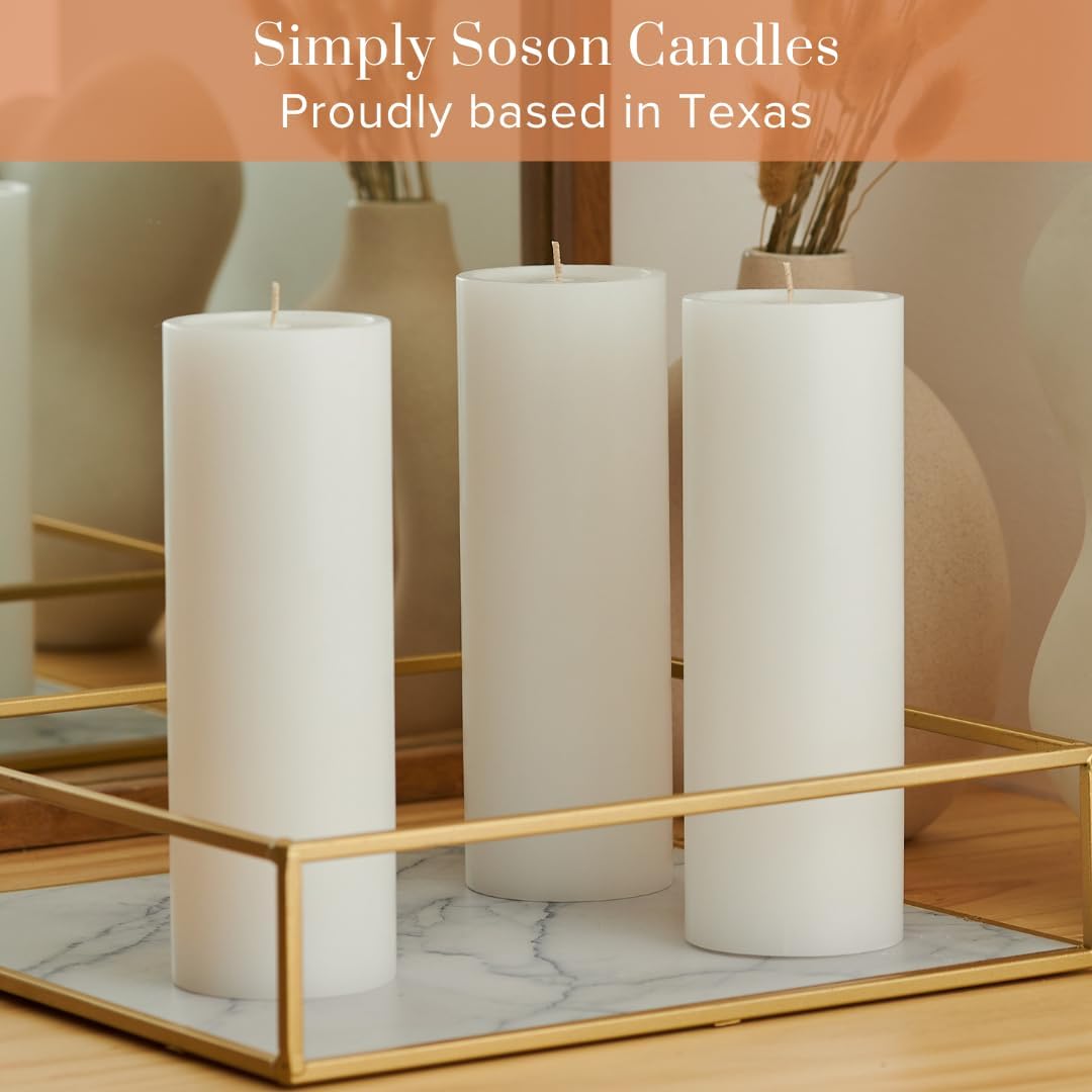 Luxury Smooth White Pillar Candles - Set of 3