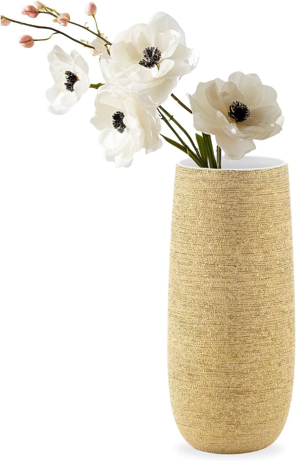 Textured Gold Cylinder Vase 11" 