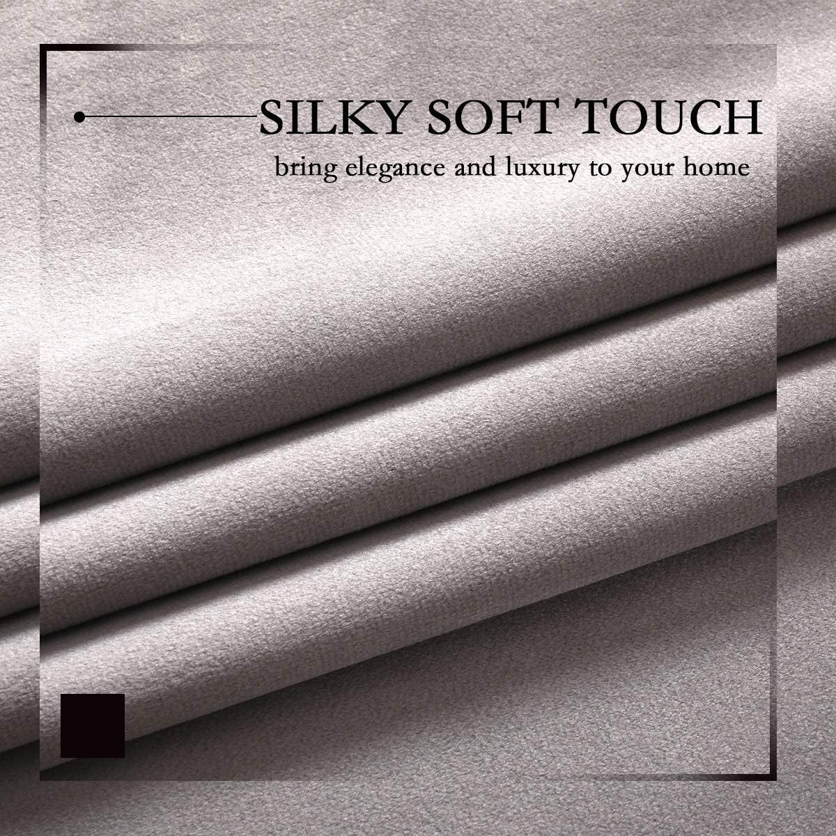 Grey Velvet Curtains 120 Inches Long Sliding Door Curtains for Living Room Ivory Velvet Curtains Grommet Heavy Velvet Drapes Thermal Insulated Curtains for Bedroom Set of 1 Panel