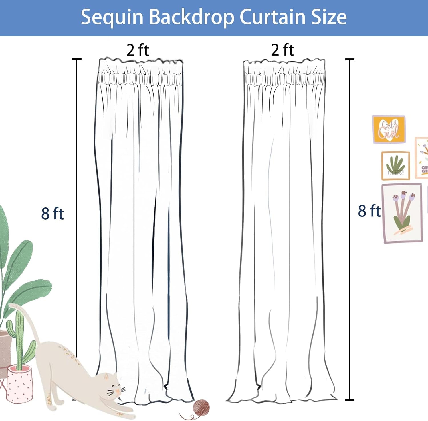Pink Sequin Backdrop Curtains - 2 Panels
